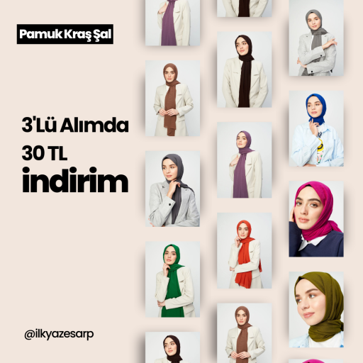 Pamuk Kraş Şal 3 adet 540 TL Yerine 510 TL